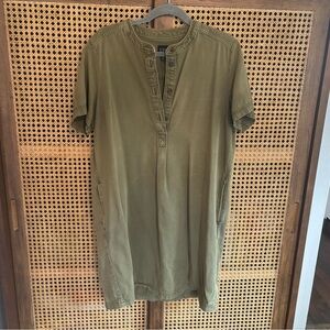 Olive Green Fatigue Shirt Dress